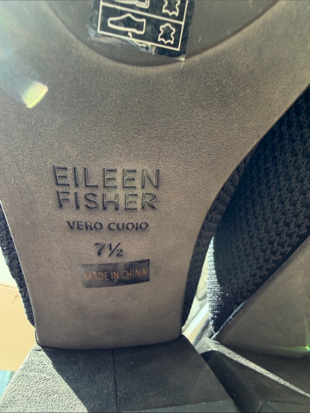 Eileen Fisher Black Woven Mesh Mule Heels Size 7.5 Minimalist Slip On Shoes NWOT - Picture 6 of 7